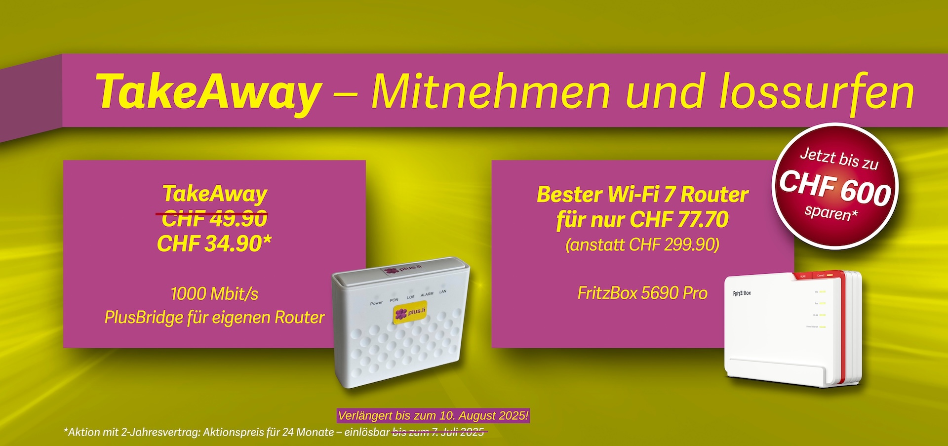 Benutze deinen eigenen Router mit Internet TakeAway oder profitier von der schnellsten FritzBox.