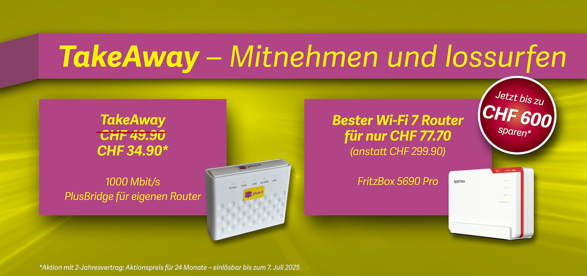 Benutze deinen eigenen Router mit Internet TakeAway oder profitier von der schnellsten FritzBox.